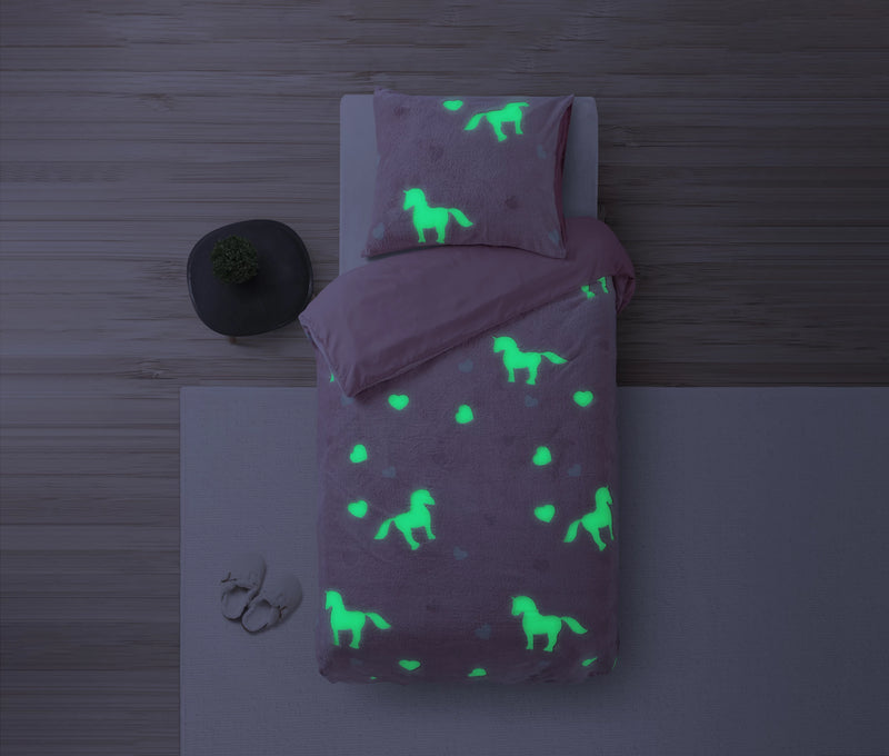 Glow in the dark Pink Unicorn Duvet Cover
