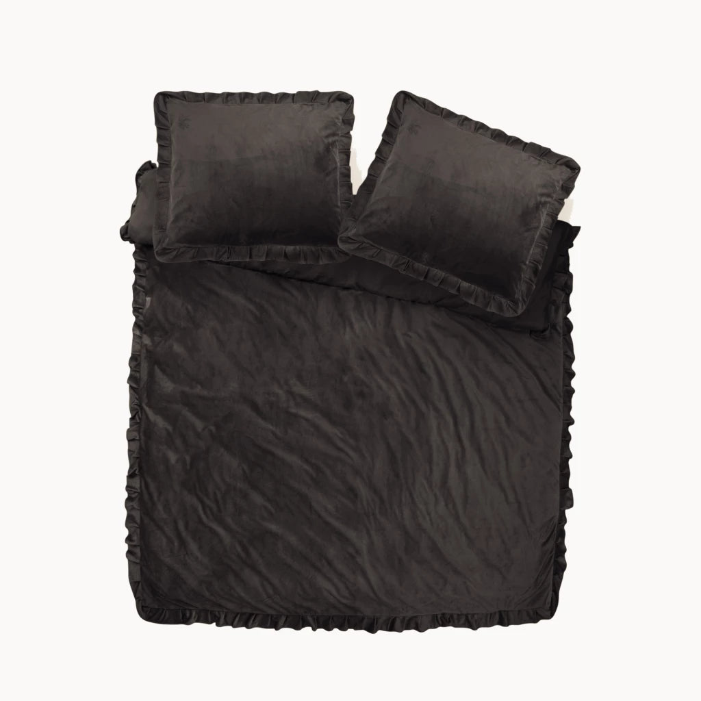 Velvet Ruffles Dekbedovertrek - Zwart