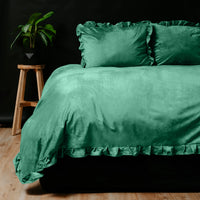 Velvet Ruffles Dekbedovertrek - Groen