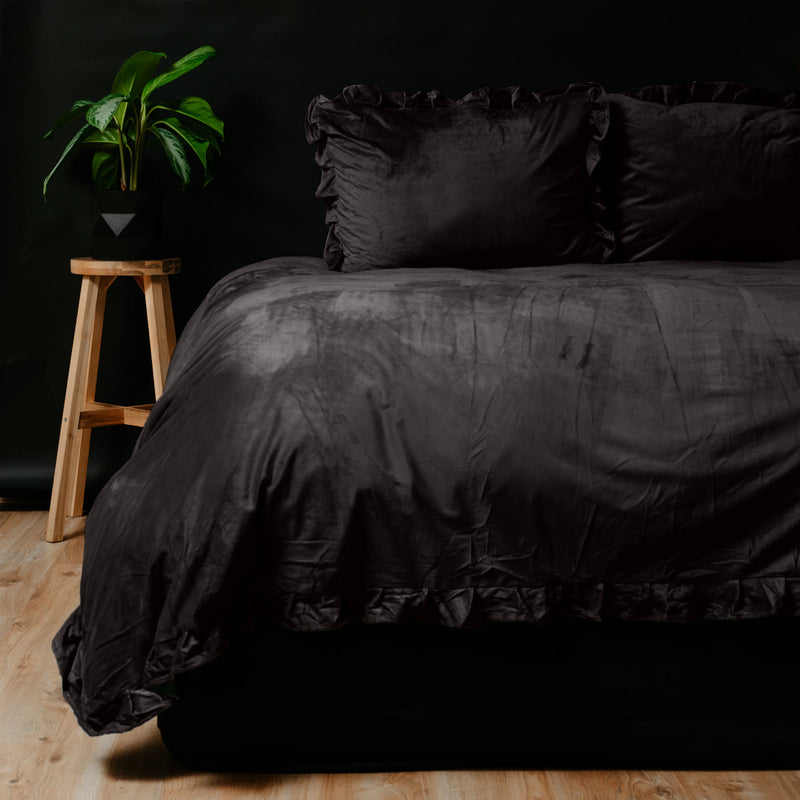 Velvet Ruffles Påslakan - Svart